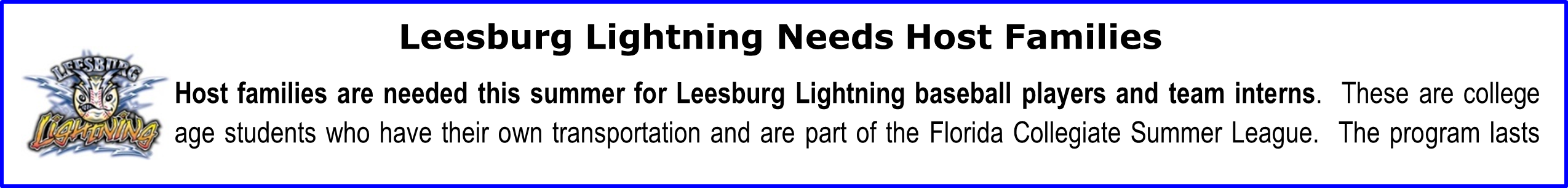 Leesburg Lightning Needs Hose Families info
